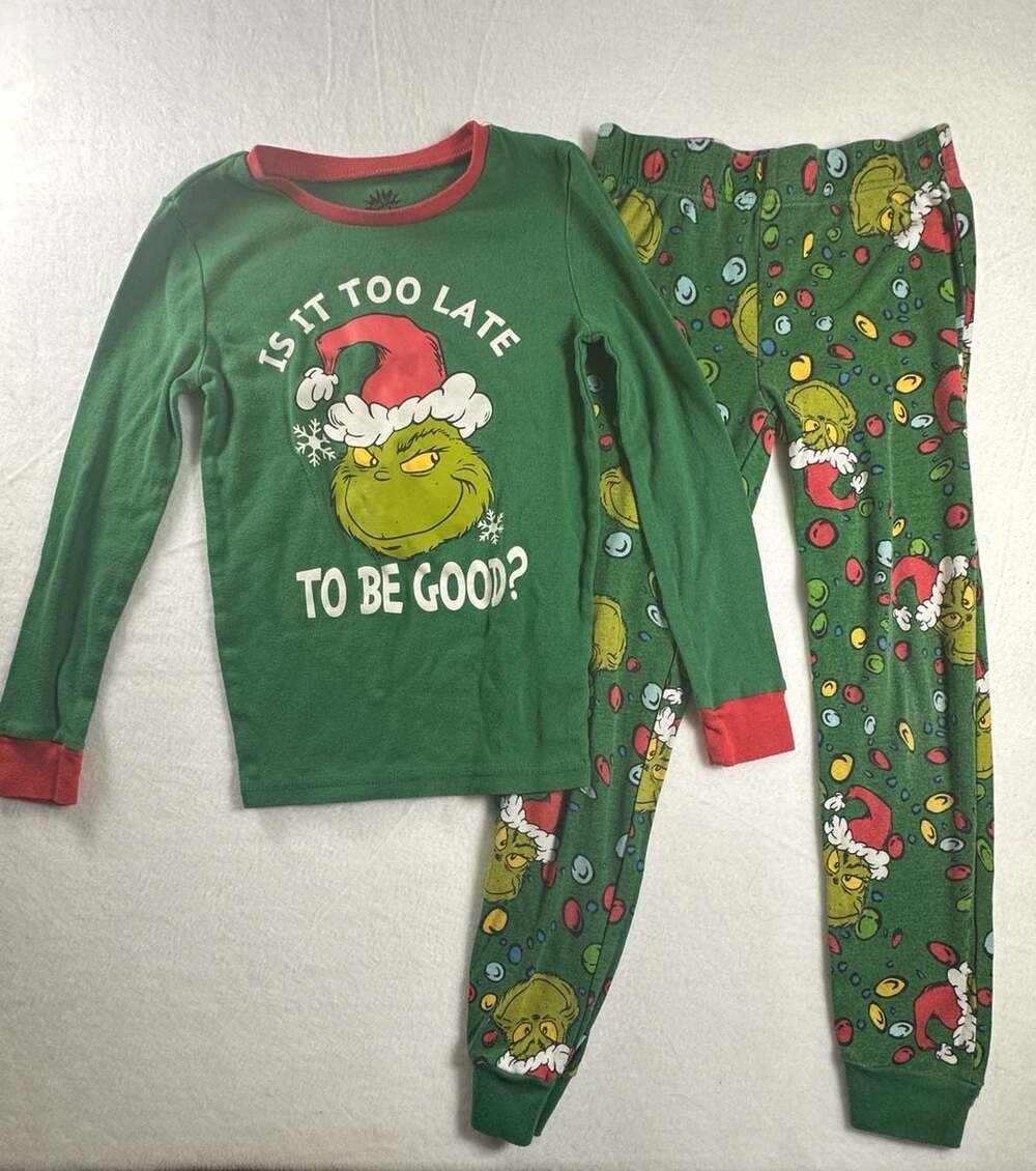 Dr. Seuss The Grinch Is It Too Late To Be Good Kids Pajama Set